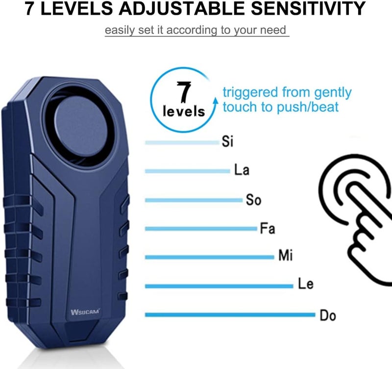 wsdcam 113dB Bike Alarm Wireless Anti Theft Vibration Motion Sensor Vehicle Security Alarm System Waterproof Motorcycle Alarm Bicycle Alarm with Remote - Blue - Image 3